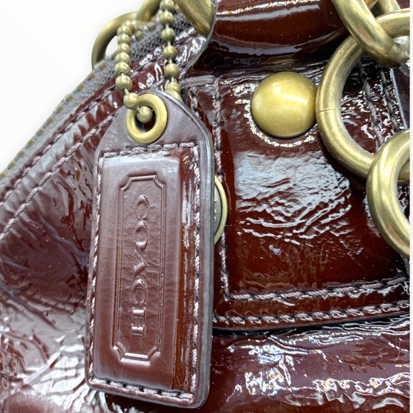 $3️⃣5️⃣0️⃣COACH  Francine Maroon/Burgundy Patent Leather Satchel - Picture 8 of 10